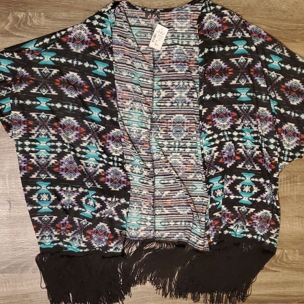 Open Front Fringe Kimono